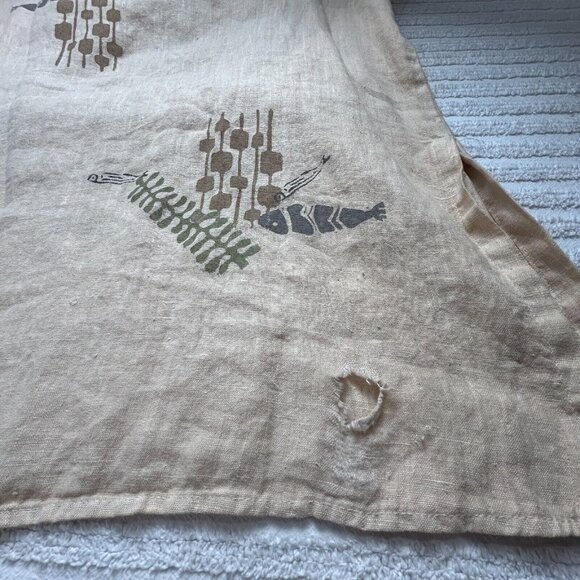 Vintage Becky’s 1633 Hand Printed Art to Wear Sleeveless Maxi Dress Medium Tan - Picture 7 of 8